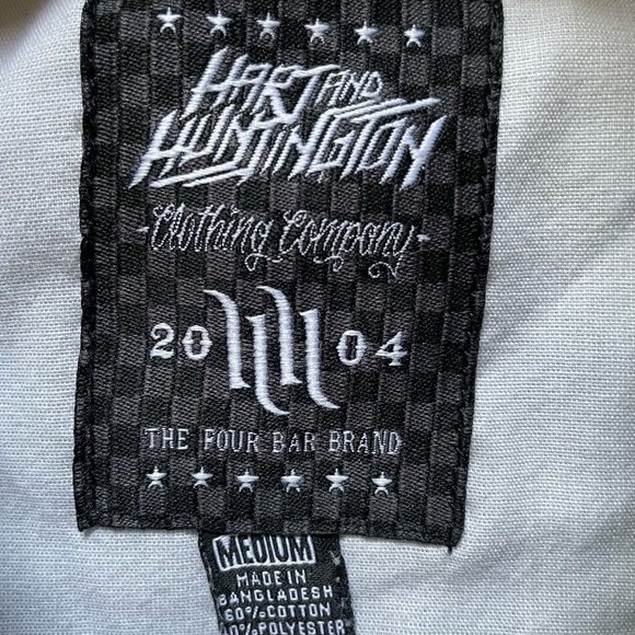 HART & HUNTINGTON Mens Medium M Shirt Gray Short Sleeve Button Up Tattoo Studio - Picture 6 of 9